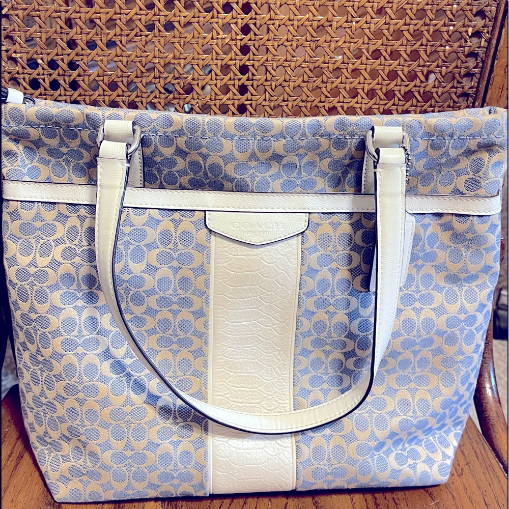 Coach Chambray & Ivory Jacquard Tote